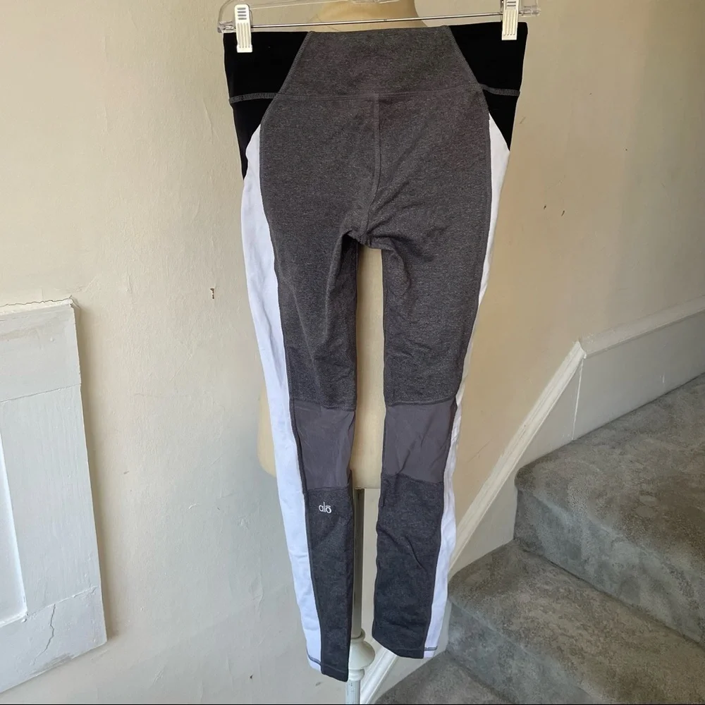Alo Yoga Ascendant Colorblock Mesh Panel Workout Leggings EUC Size Small